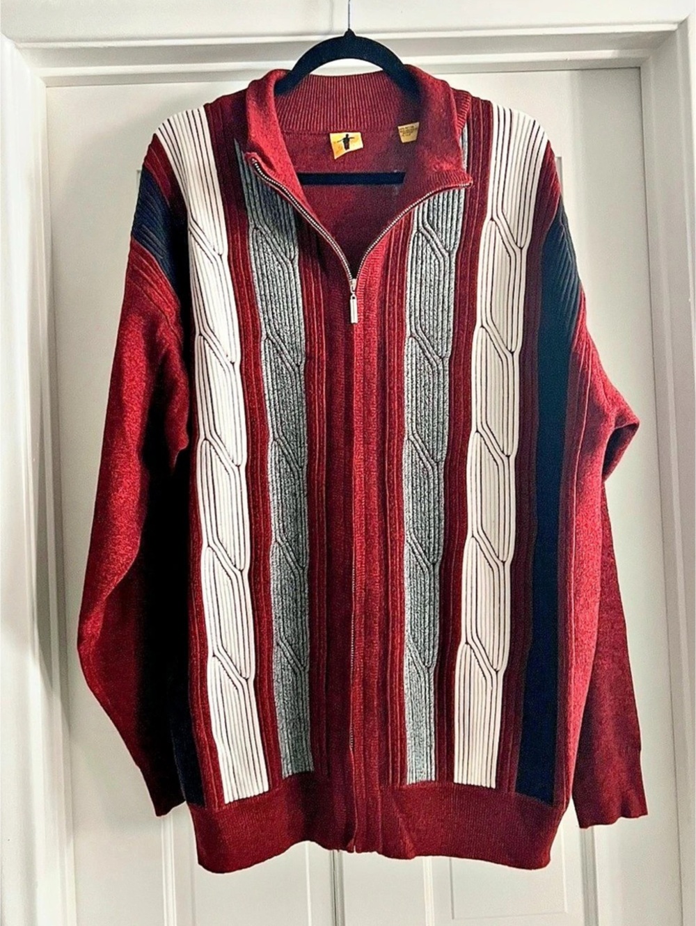 Steve Harvey Men's Maroon Red Striped Sweater Jacket Size XXL